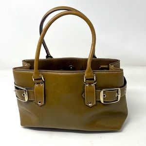 Aldo smooth leatherette stylish handbag with adjustable silver toned buckles